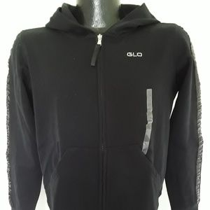 GLO black hoodie sweatshirt juniors full zipper hoodie women size XL New